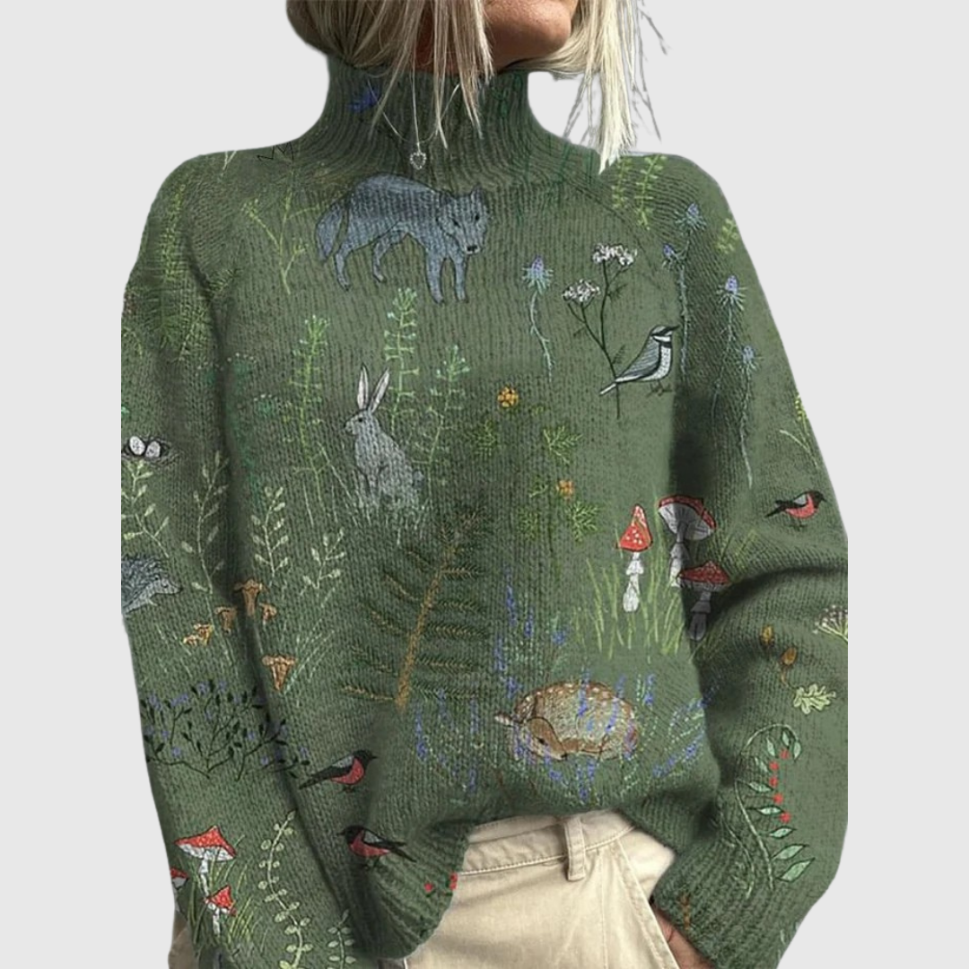 The Meadow | Embroidered Turtleneck Sweater