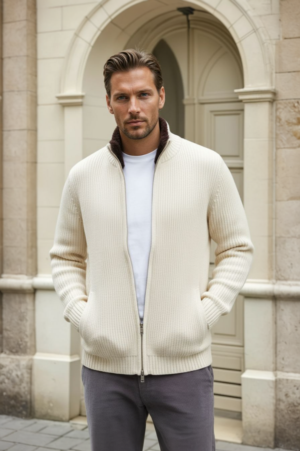 Lucian | Fur Trim Cardigan